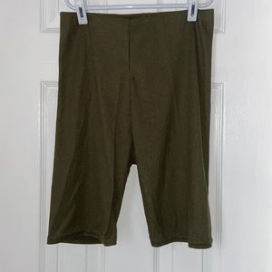 PRETTYLITTLETHING Olive Green Ribbed Biker Shorts